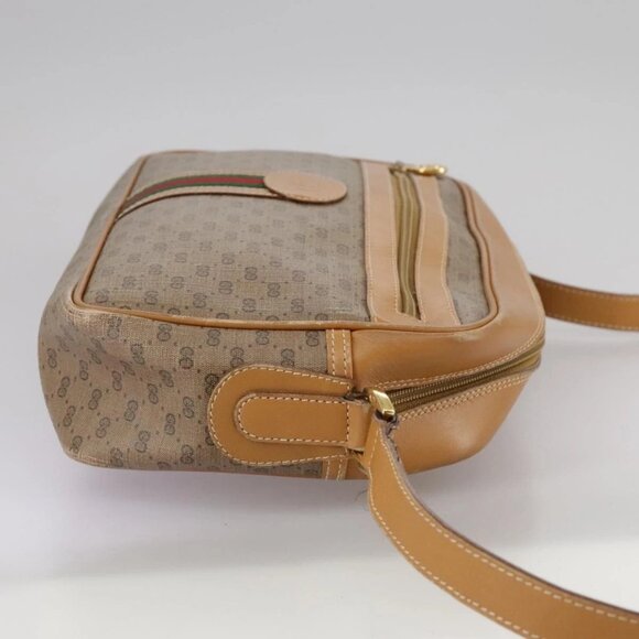 GUCCI Micro GG Supreme Web Sherry Line Shoulder Bag PVC Beige Red Auth th5563 - Picture 4 of 16